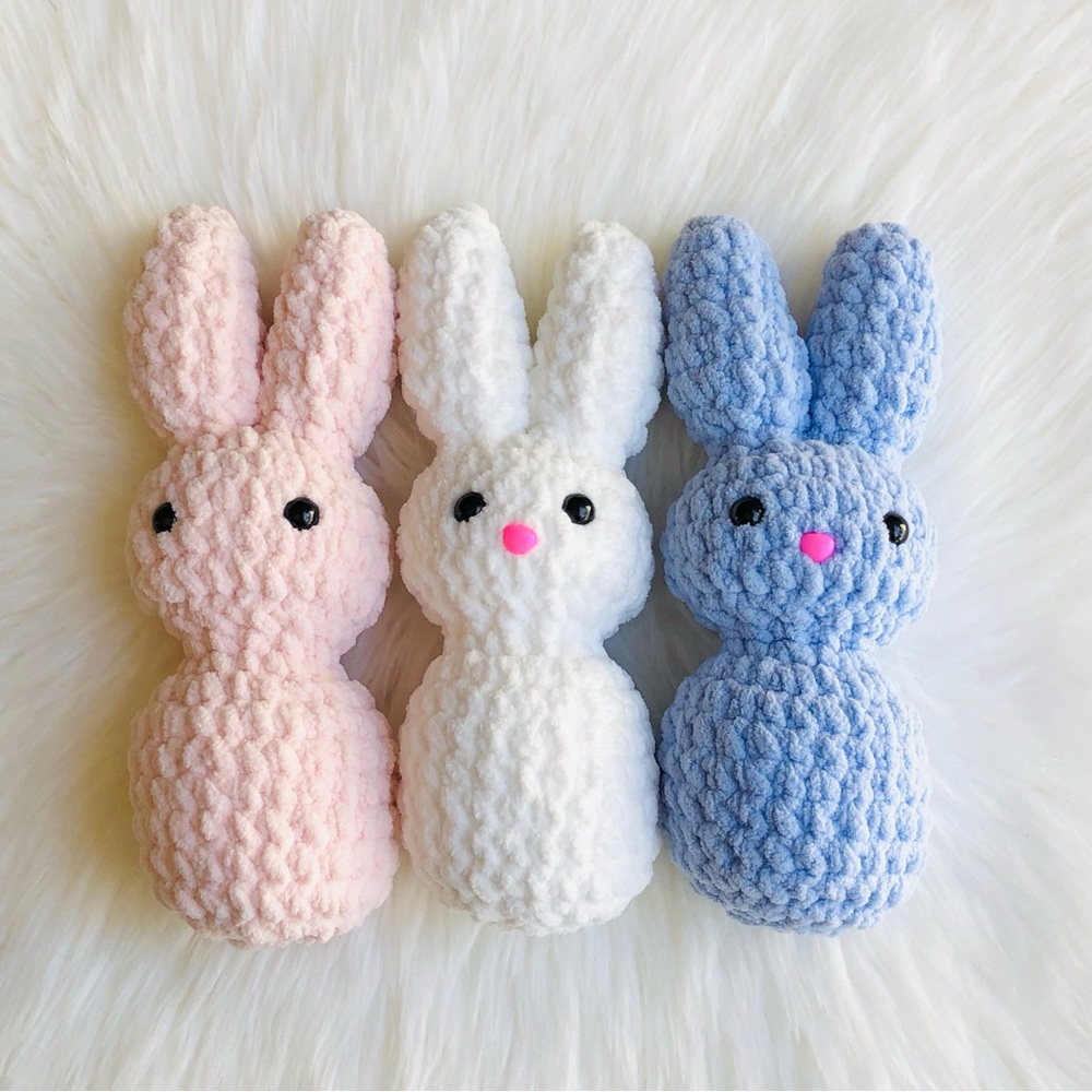 White Crochet Easter Bunny Plush 1 pc - Picture 3 of 10
